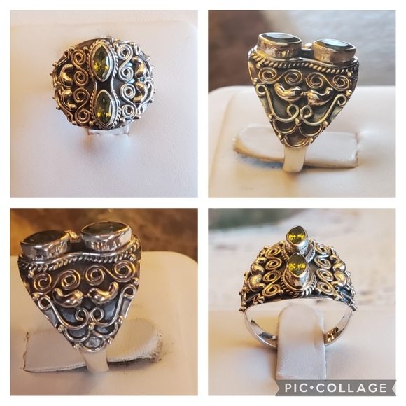 Genuine 2ct Peridot Ring Size 7.5 - Picture 3 of 8